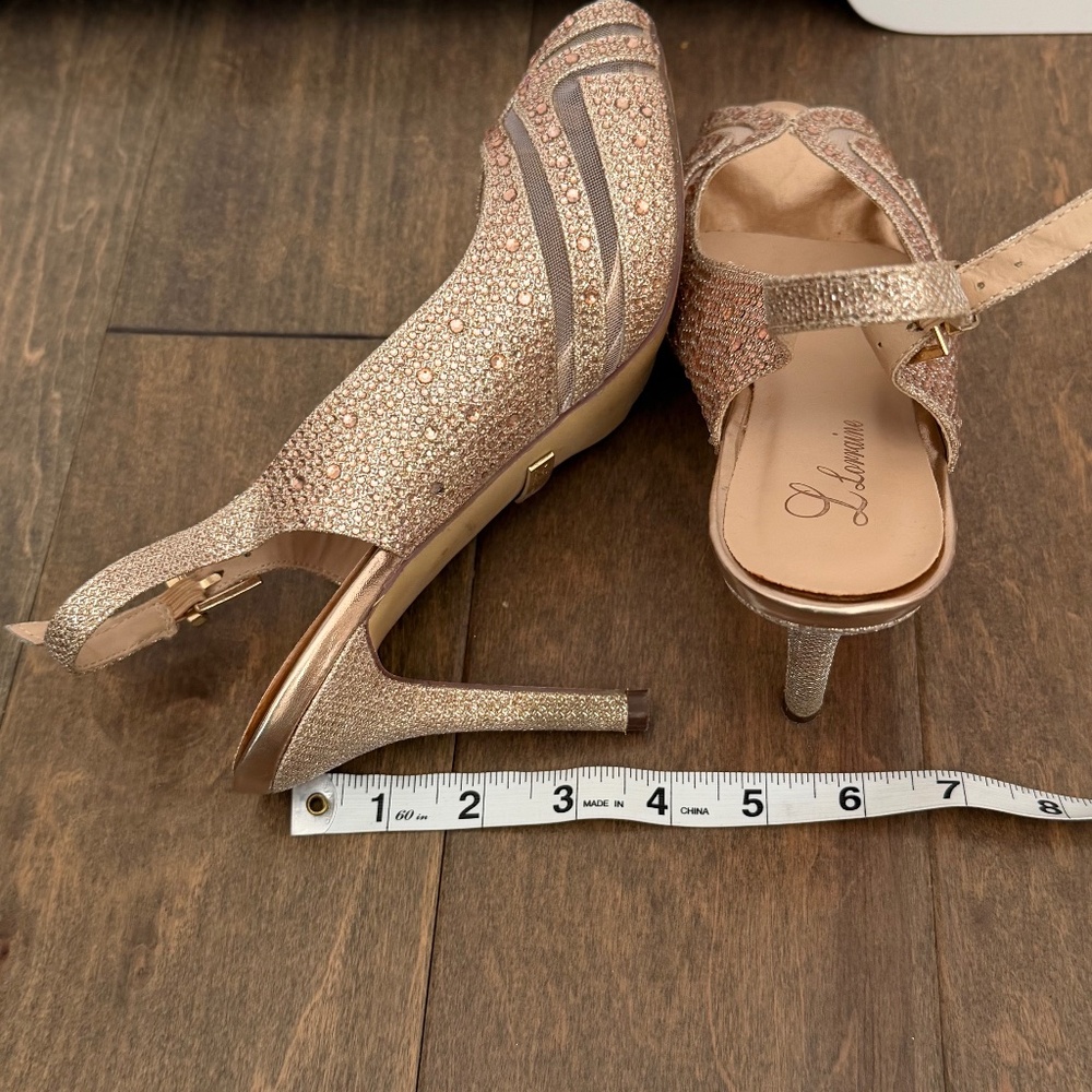 L Lorraine Gold Rhinestone Heels - Picture 9 of 10